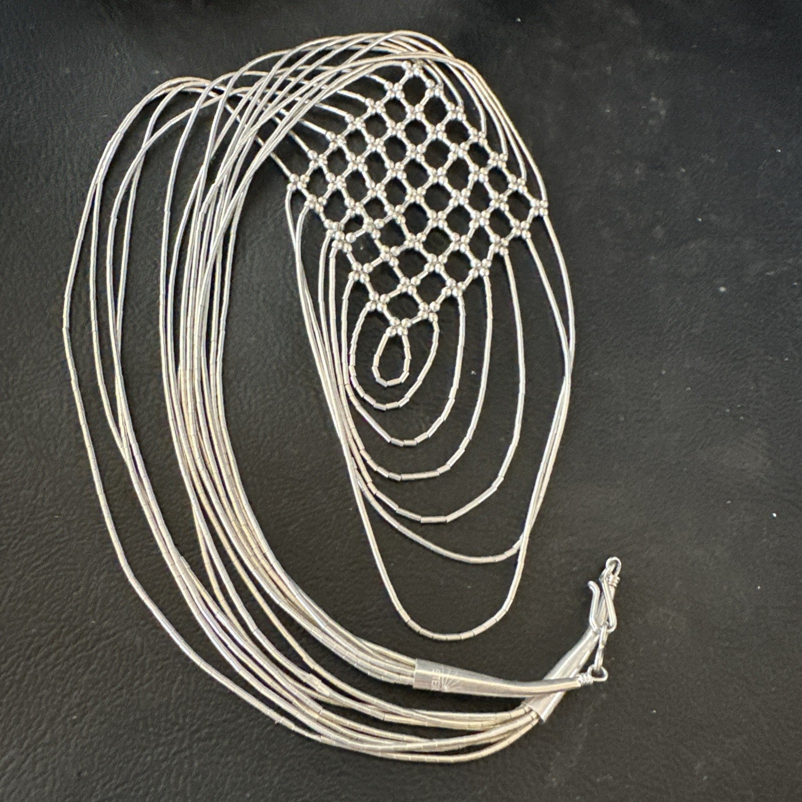 Sterling Silver Heishi Tubes Pendant 7 Strand Necklace 19754