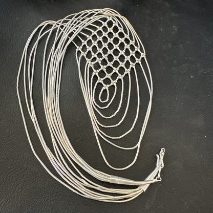 Sterling Silver Heishi Tubes Pendant 7 Strand Necklace 19754