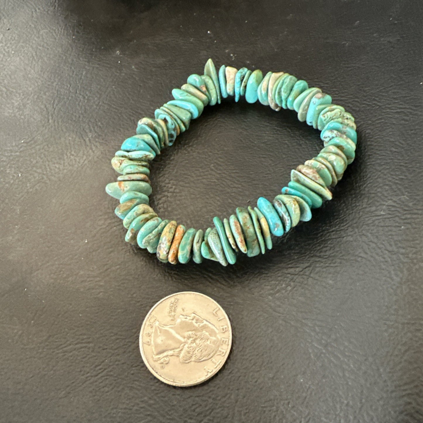 Mens Womens Blue Green Turquoise Stretch Stone Friendship Bracelet 7" 18856