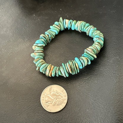 Mens Womens Blue Green Turquoise Stretch Stone Friendship Bracelet 7" 18856