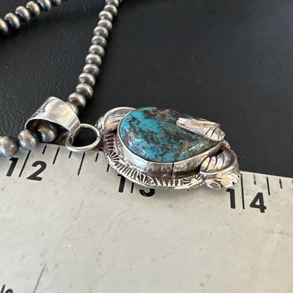 Wild Horse Turquoise Lapis Pendant Navajo Pearls Sterling Silver Necklace 15650