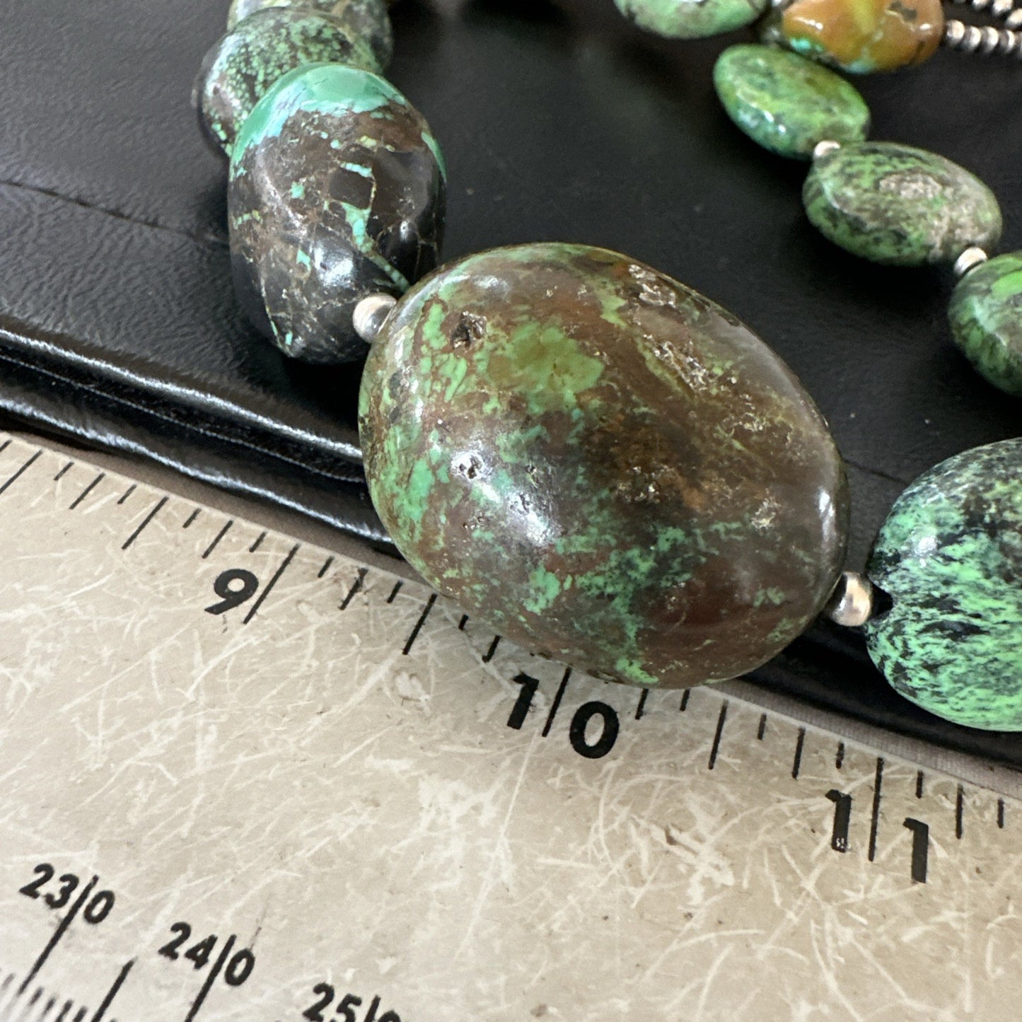 Blue Green Turquoise Chunky Navajo Sterling Silver Necklace 21” 19256