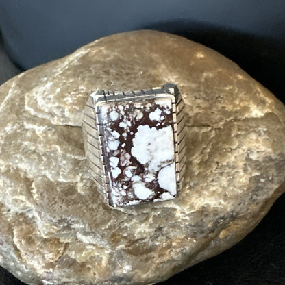 Mens Wild Horse Turquoise Navajo Sterling Silver Ring Sz 13.5 19409