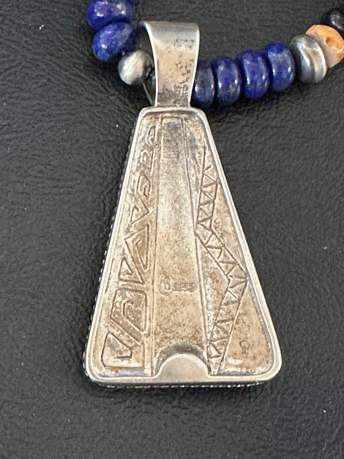Multicolor Inlay Lapis Pendant Navajo Sterling Silver Necklace 22” 19467