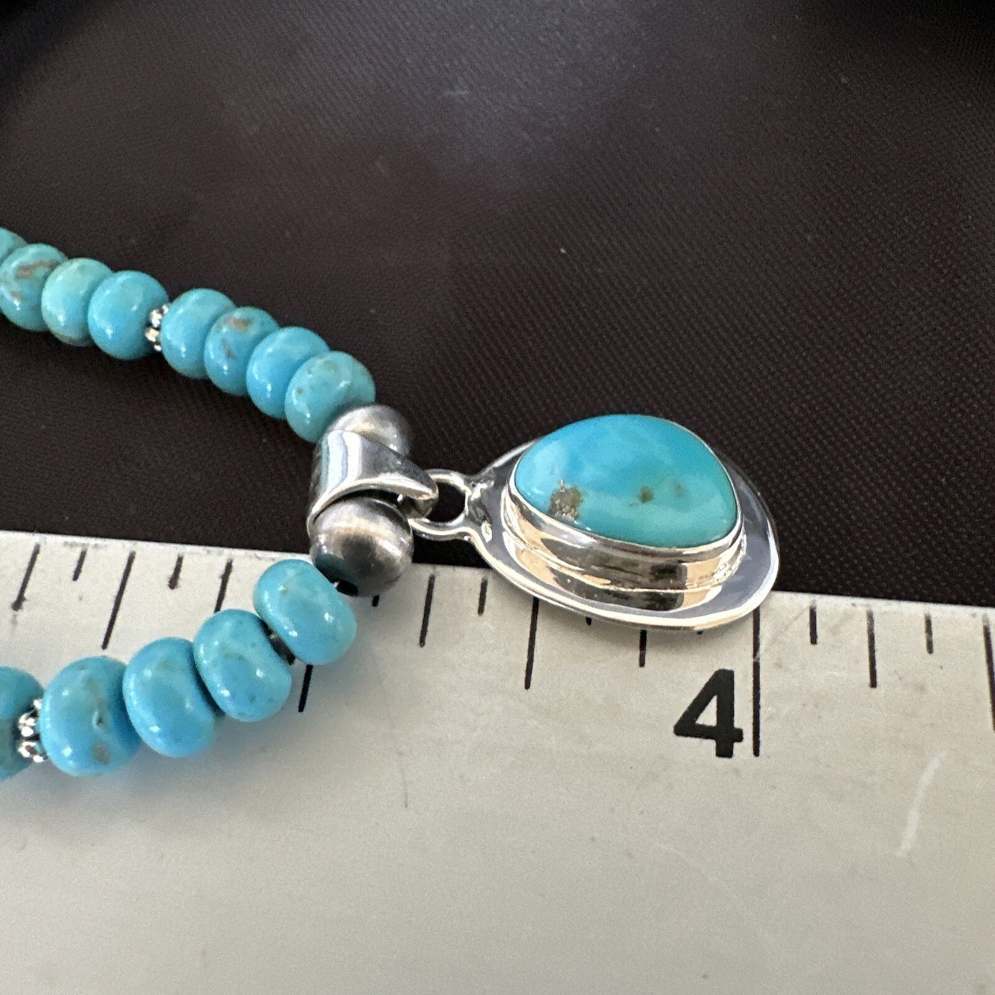 WoMens Blue Kingman Turquoise Pendant Navajo Sterling Silver Necklace 21" 17932