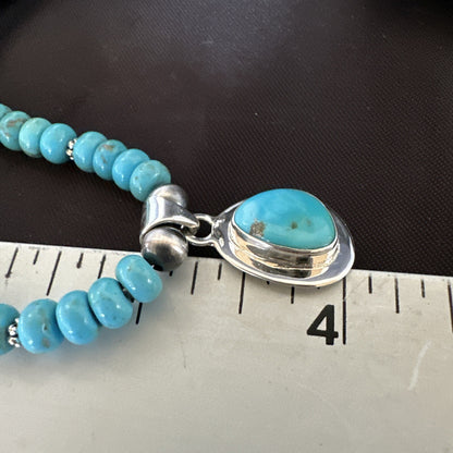 WoMens Blue Kingman Turquoise Pendant Navajo Sterling Silver Necklace 21" 17932