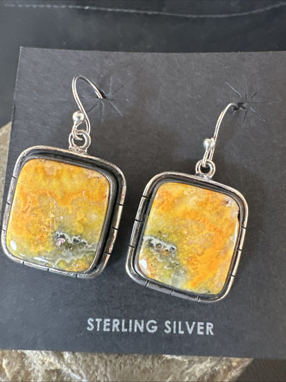 Womens Bumblebee Jasper Navajo Sterling Silver Earrings 15837