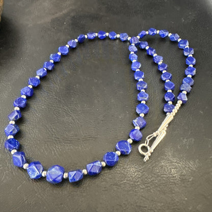Mens Womens Lapis Lazuli Navajo Sterling Silver 24” Necklace 17749