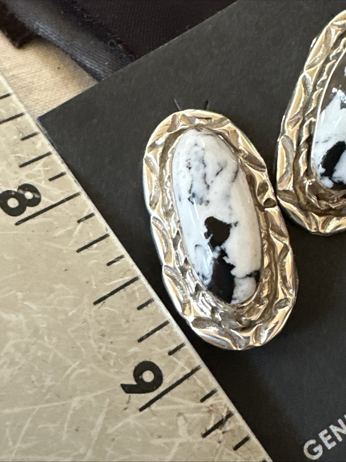 Women White Buffalo Turquoise Navajo Sterling Silver Post Earrings 19094