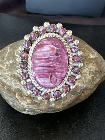 Womens Purple Spiny Oyster Navajo Sterling Silver Cluster Ring Size 9 19760