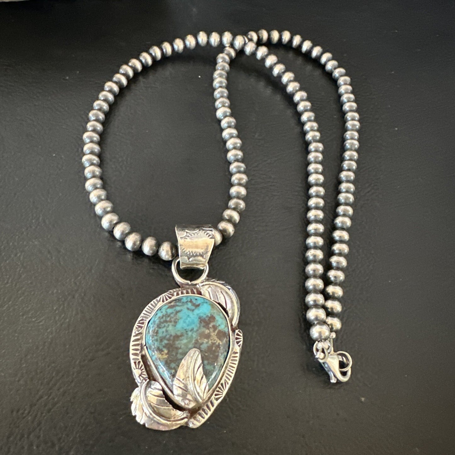 Wild Horse Turquoise Lapis Pendant Navajo Pearls Sterling Silver Necklace 15650