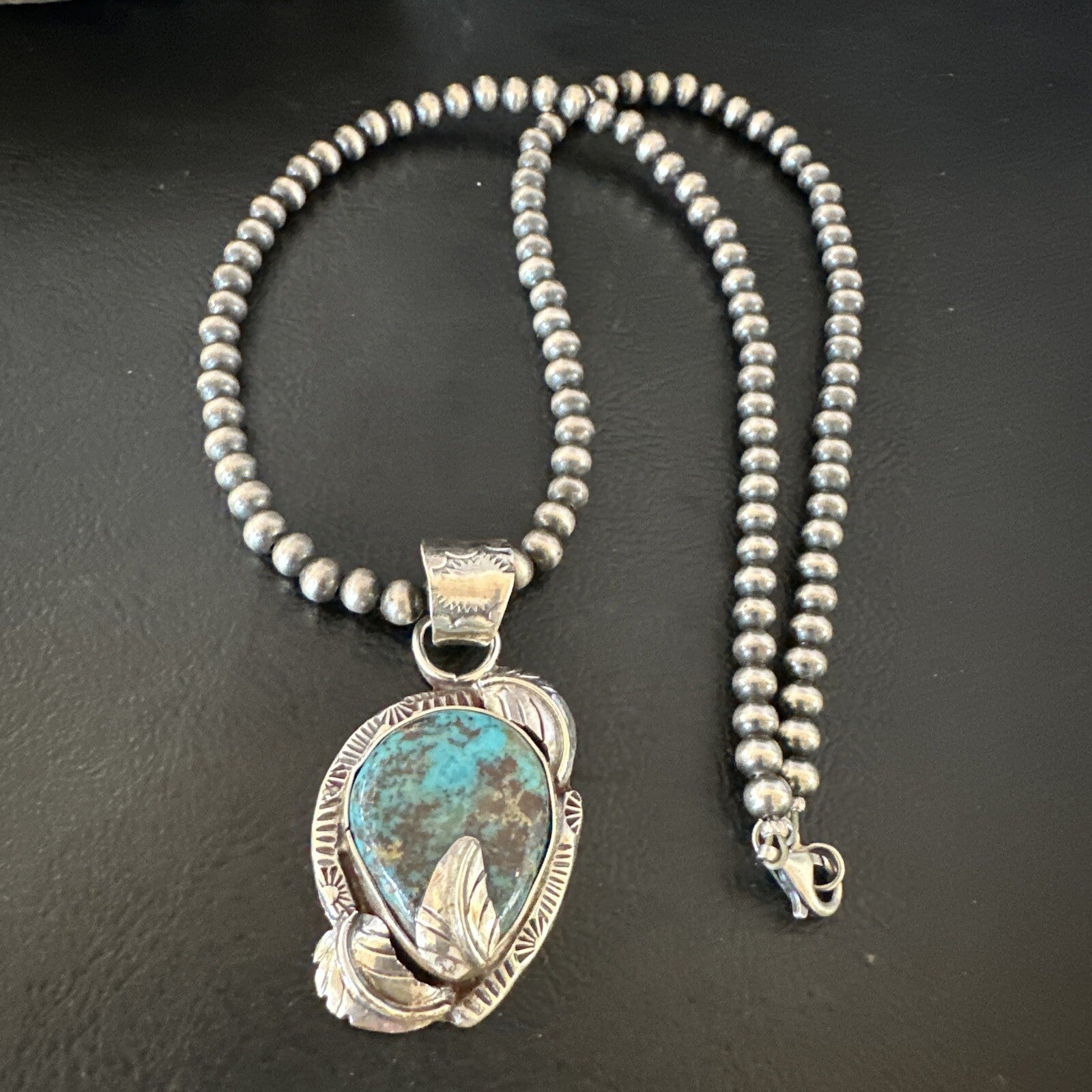 Wild Horse Turquoise Lapis Pendant Navajo Pearls Sterling Silver Necklace 15650