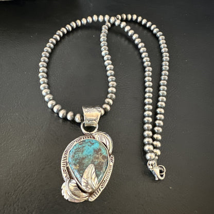 Wild Horse Turquoise Lapis Pendant Navajo Pearls Sterling Silver Necklace 15650