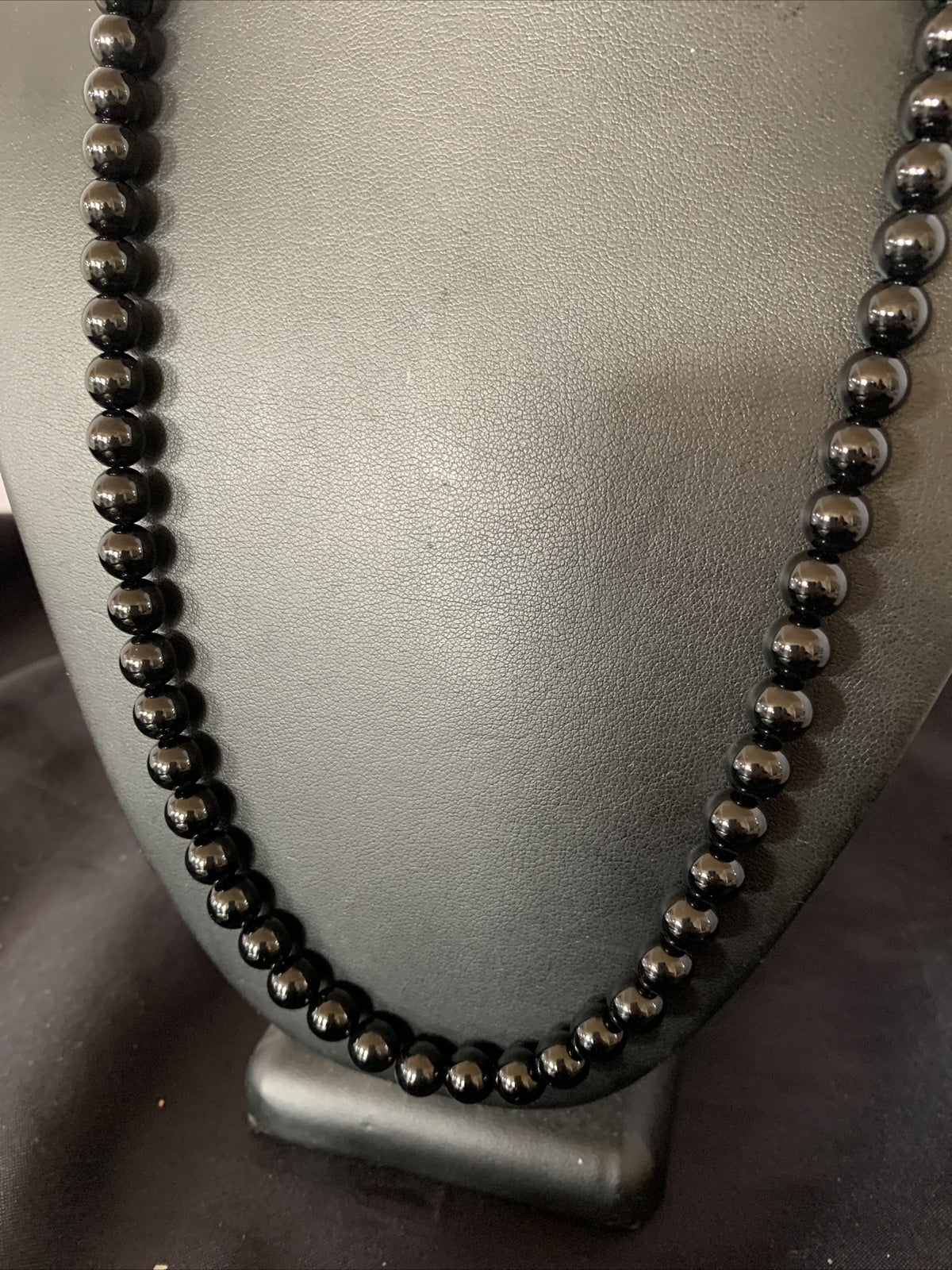 Mens Black Onyx Navajo Pearls Sterling Silver Necklace 23" 12979