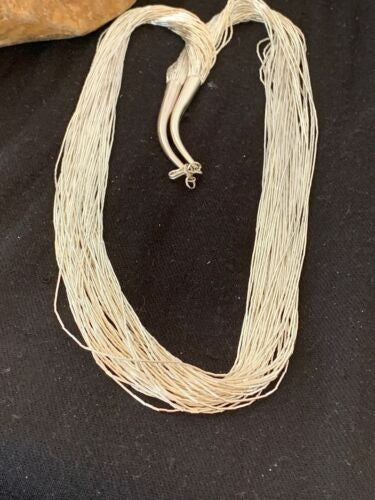 Southwestern Liquid Sterling Silver Tubes Heishi Necklace 50 Strands 4637