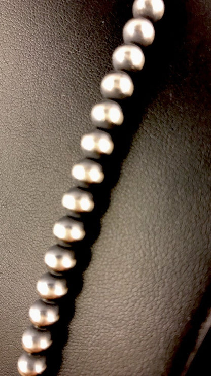 3mm Sterling Silver Navajo Pearls 20" Hook Eye Cone Necklace