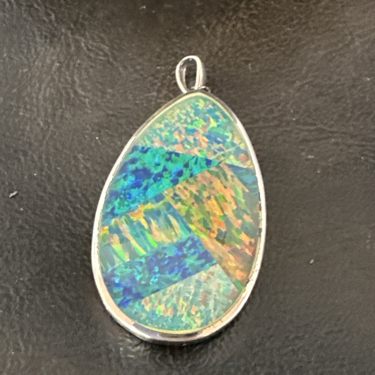 Mens Womens Multicolor Gilson Opal Navajo Sterling Silver Inlay Pendant 18609