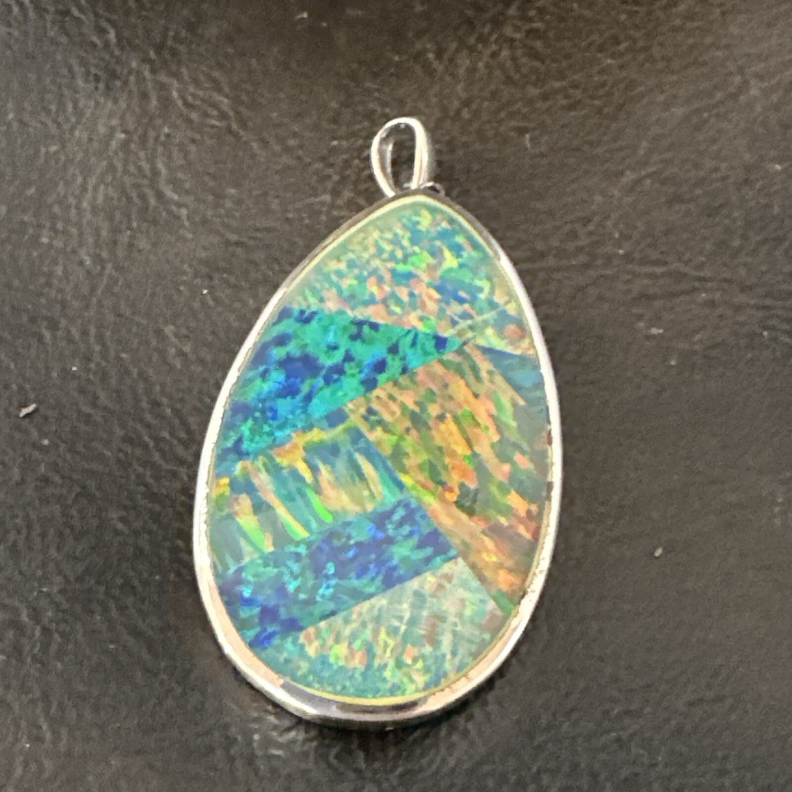 Mens Womens Multicolor Gilson Opal Navajo Sterling Silver Inlay Pendant 18609