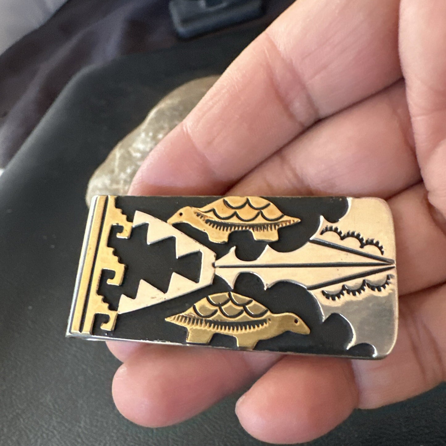 Money Clip Turtles Credit Card Holder Navajo Sterling Silver T&R Singer 17825