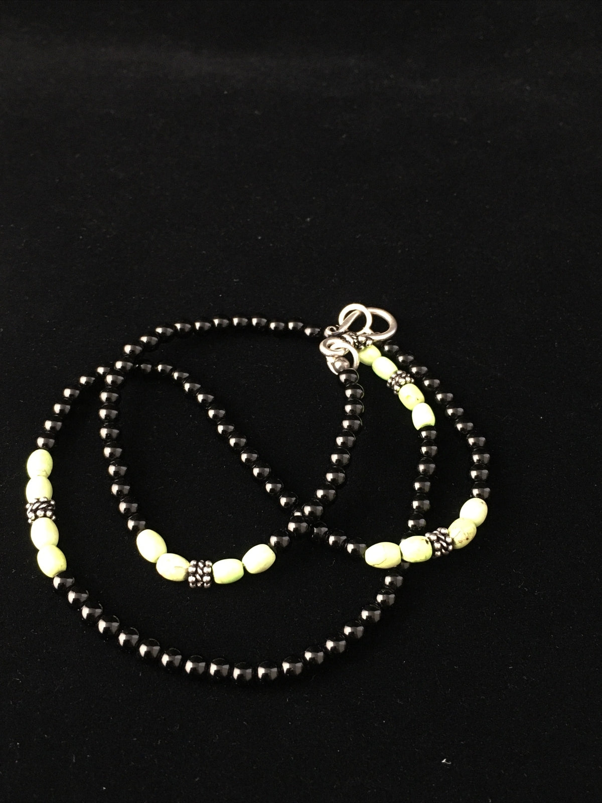 Mens Black Onyx Navajo Sterling Silver Necklace 18” 10014