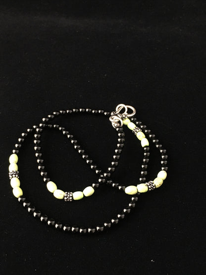 Mens Black Onyx Navajo Sterling Silver Necklace 18” 10014