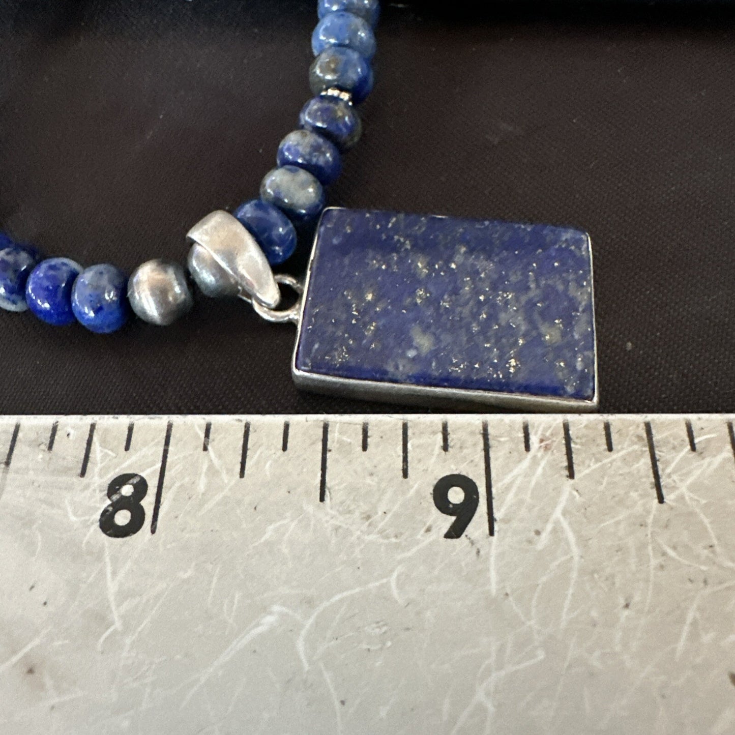 Blue Lapis Pendant Navajo Pearls Sterling Silver Necklace 20” 18688