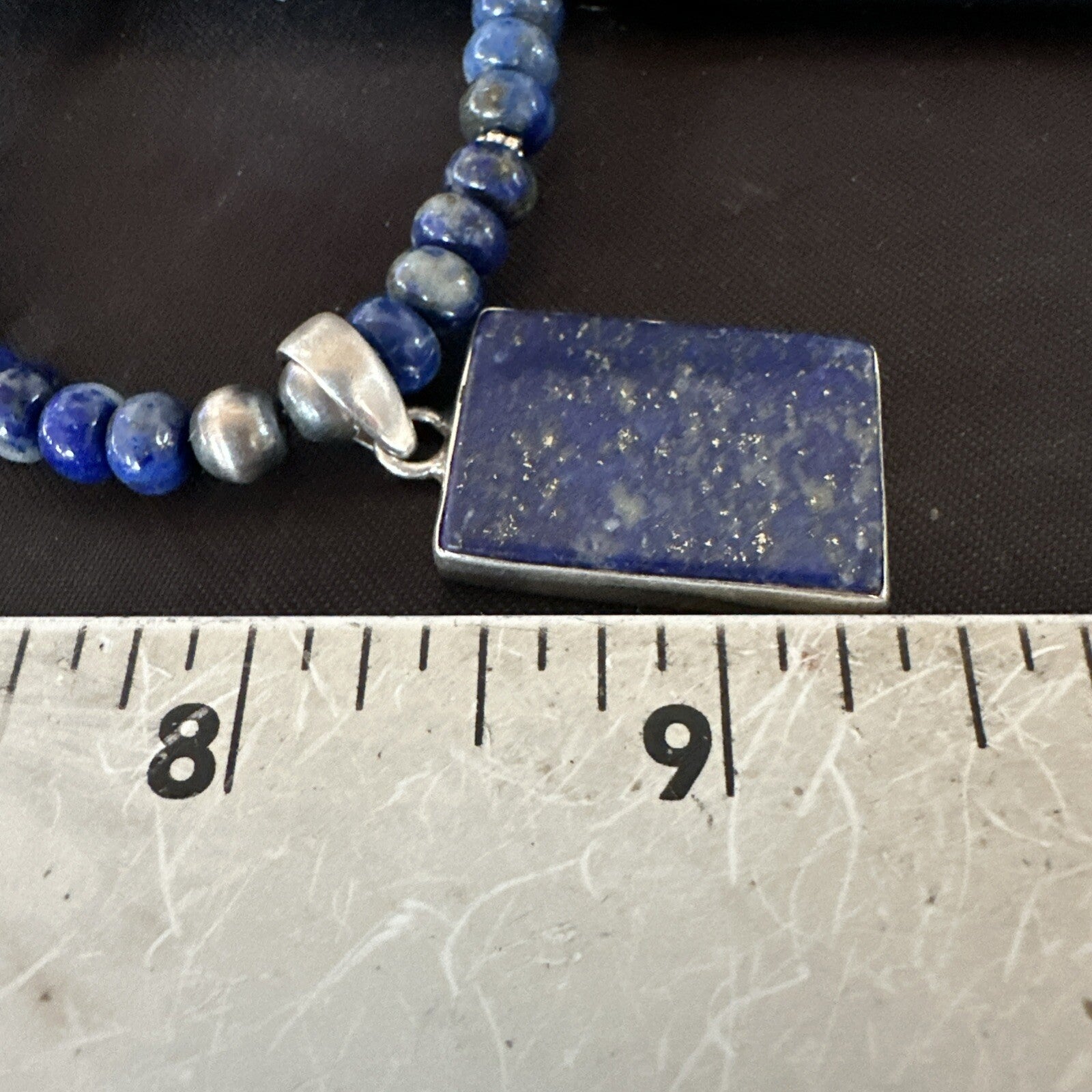 Blue Lapis Pendant Navajo Pearls Sterling Silver Necklace 20” 18688