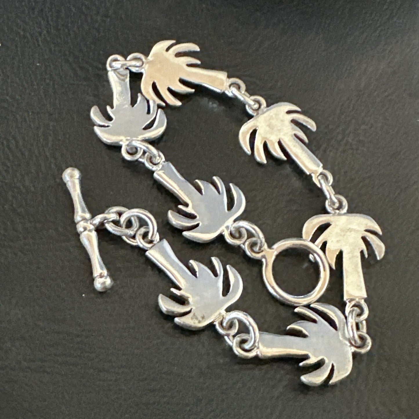 Palm Tree Old Pawn Sterling Silver Link Bracelet 7” 18130