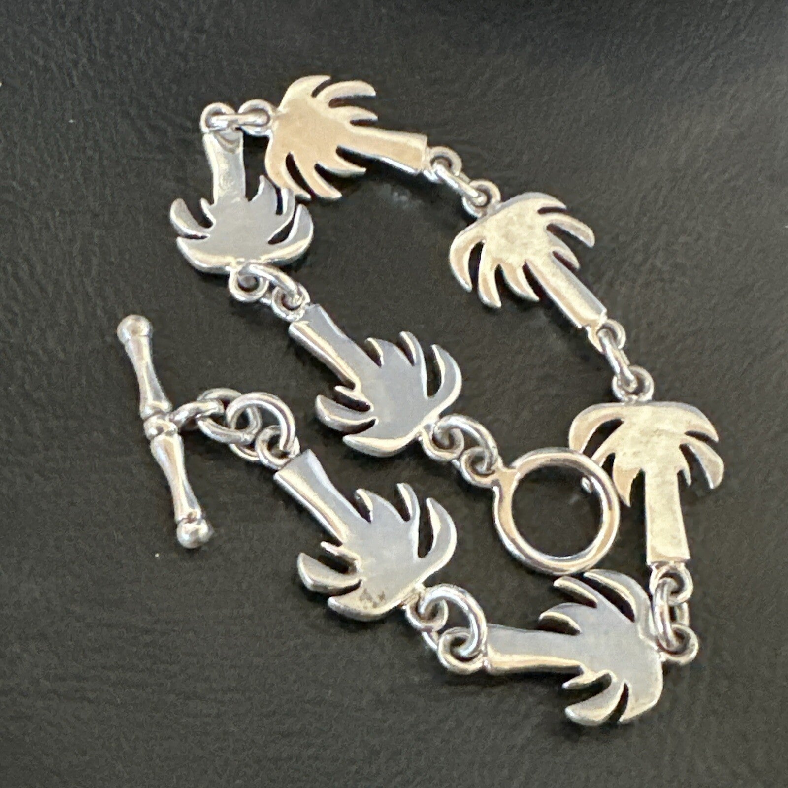 Palm Tree Old Pawn Sterling Silver Link Bracelet 7” 18130