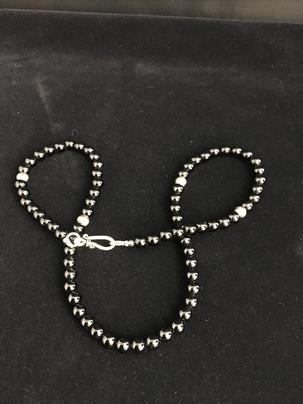 Black Onyx Navajo Sterling Silver Necklace 18” 10026