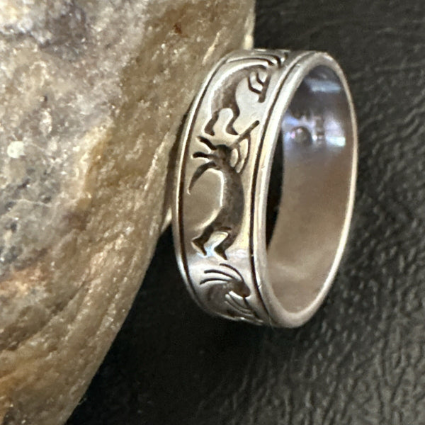 Kokopelli Wedding Band Navajo Ring Size 9.5 | Sterling Silver | Authentic Native American Handmade | 17971
