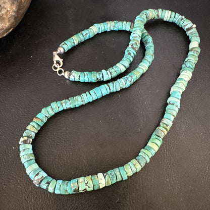 Blue Turquoise 20” Heishi Sterling Silver Bead Necklace 15165