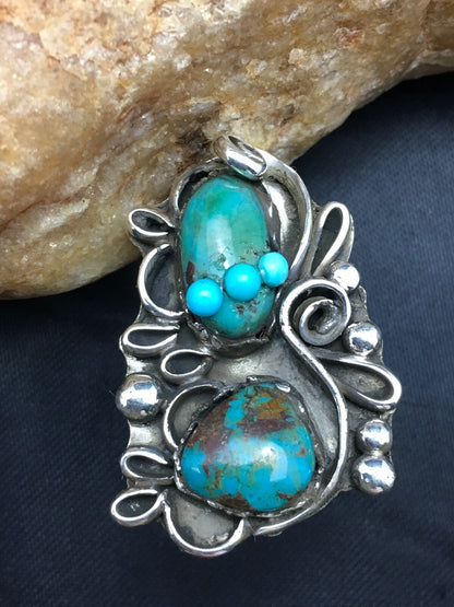 Turquoise Indian Navajo Sterling Silver Native American Ring Size 8.75 03182
