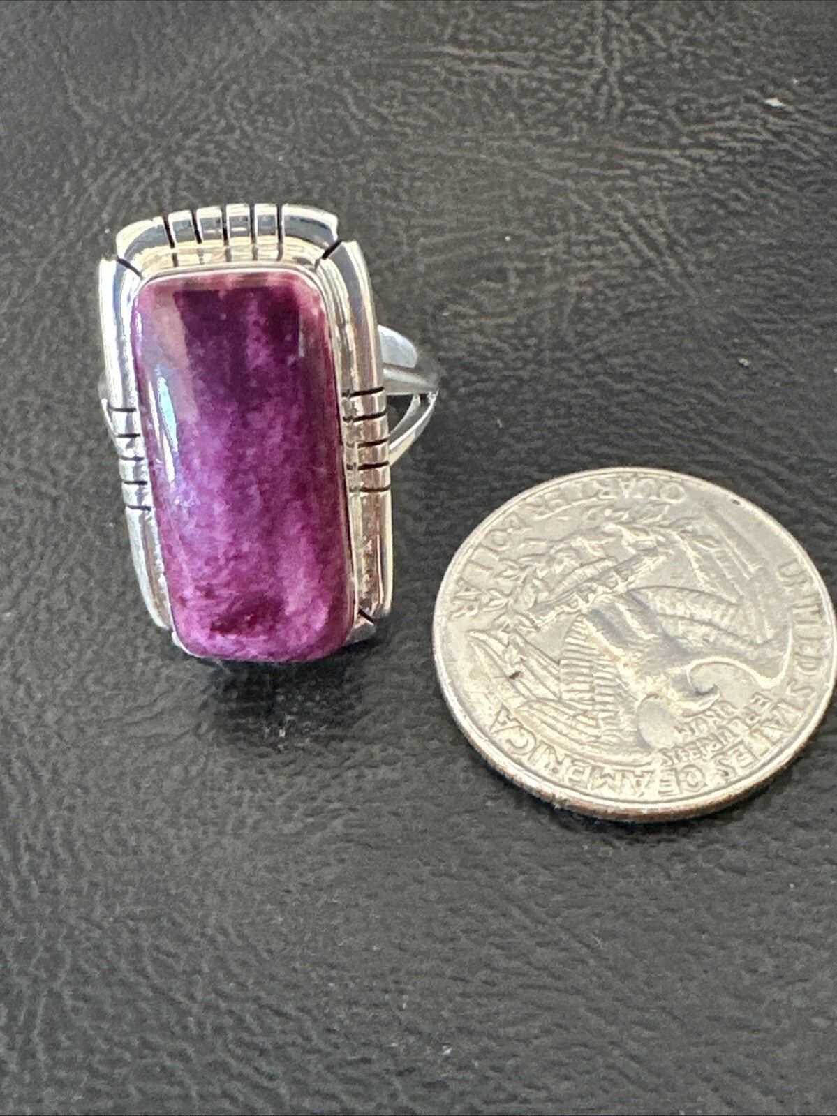 Womens Purple Spiny Oyster Navajo Sterling Silver Ring Size 8 18580