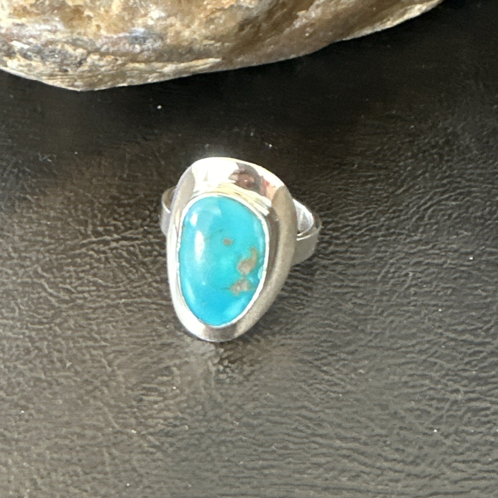 Southwestern Sterling Silver Blue Kingman Turquoise Ring Size 8 18518