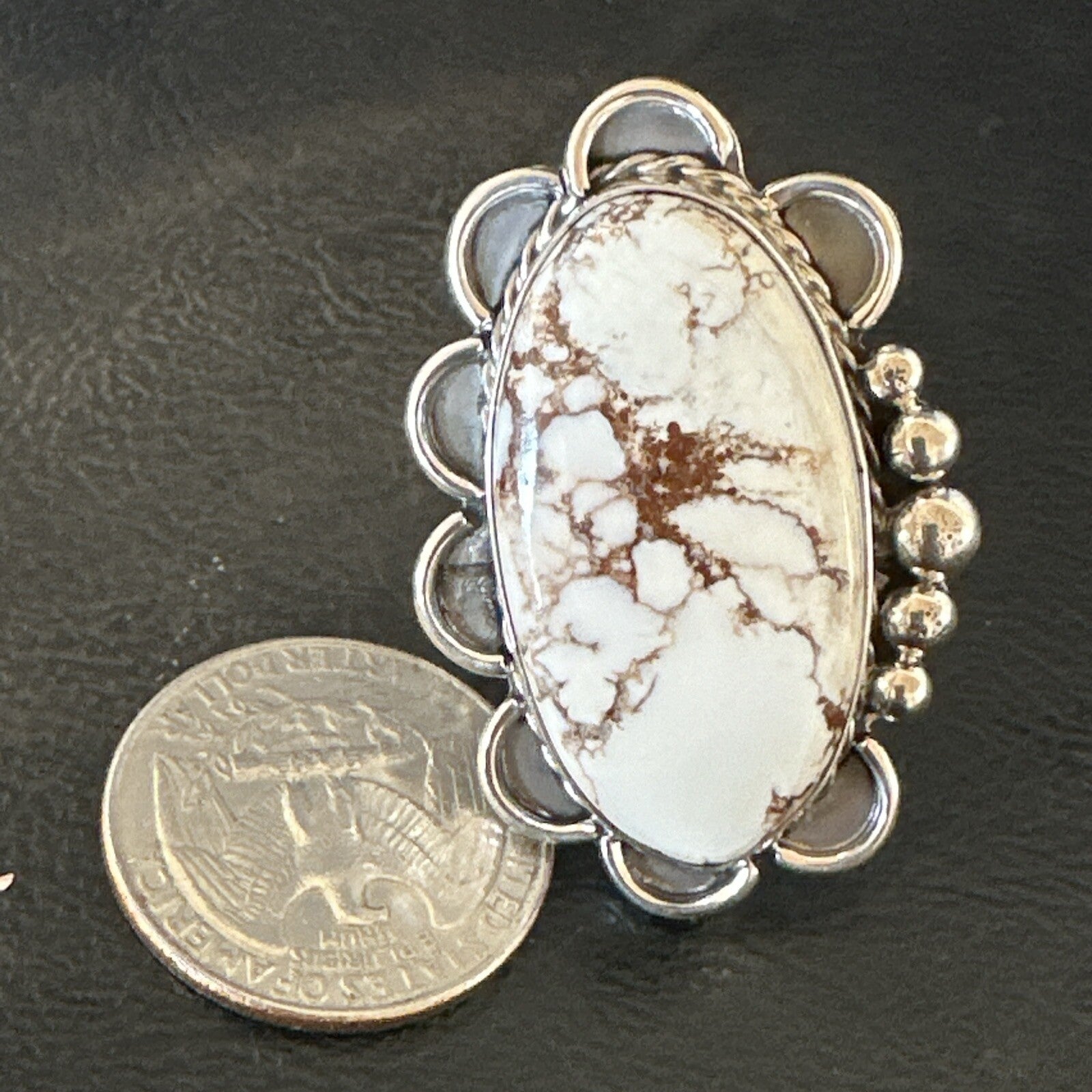 Mens Womens Wild Horse Turquoise Navajo Sterling Silver Ring Size 8 18009
