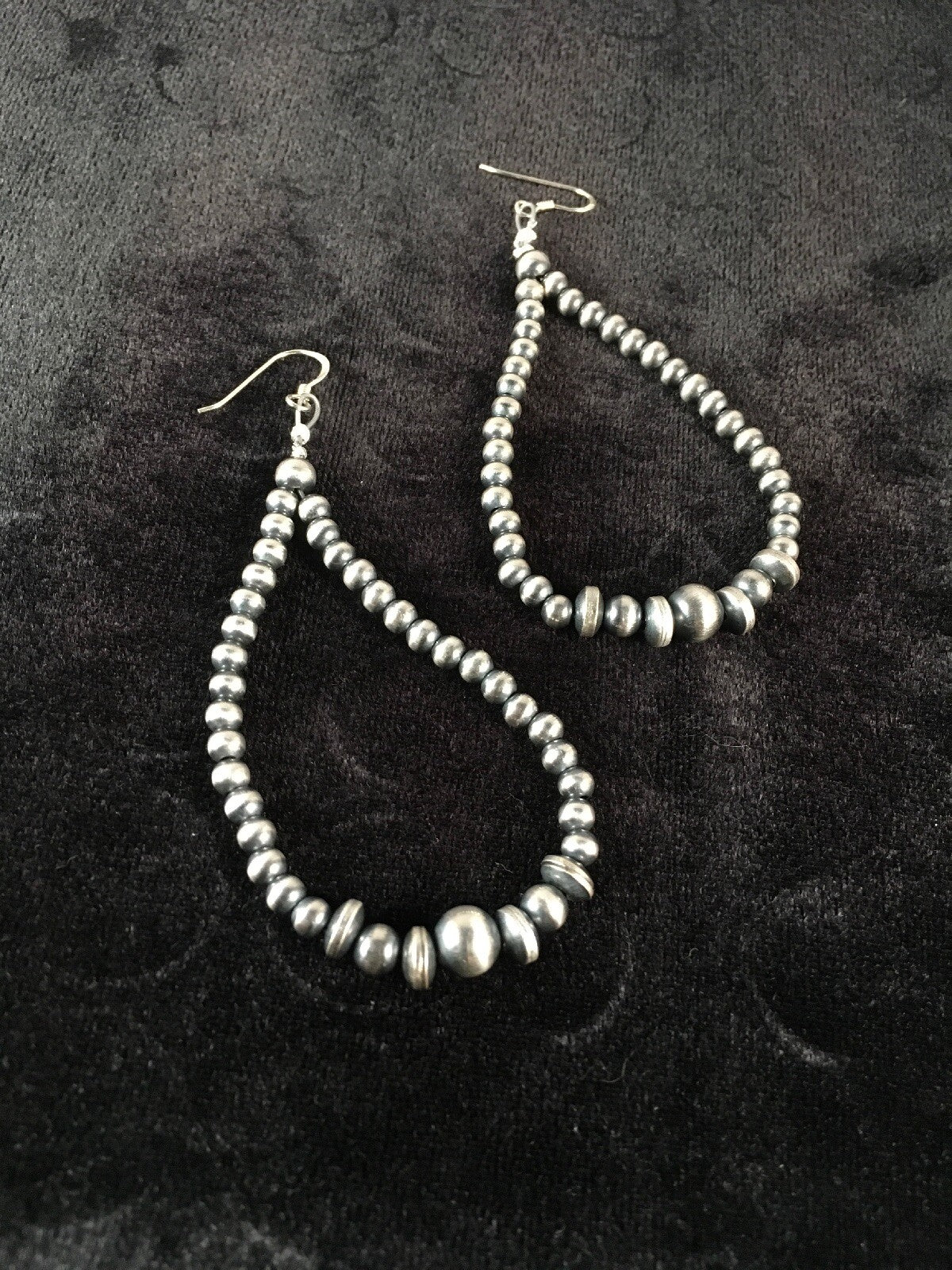 Native American Bead Sterling Silver Earrings 10091
