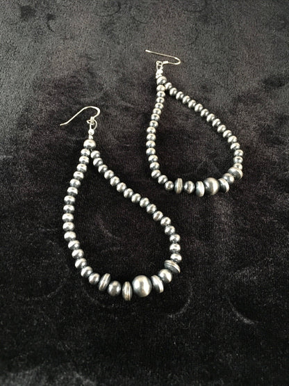 Native American Bead Sterling Silver Earrings 10091