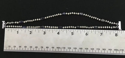 Navajo Sterling Silver Beads Labradorite Bead Bracelet 8" 01288