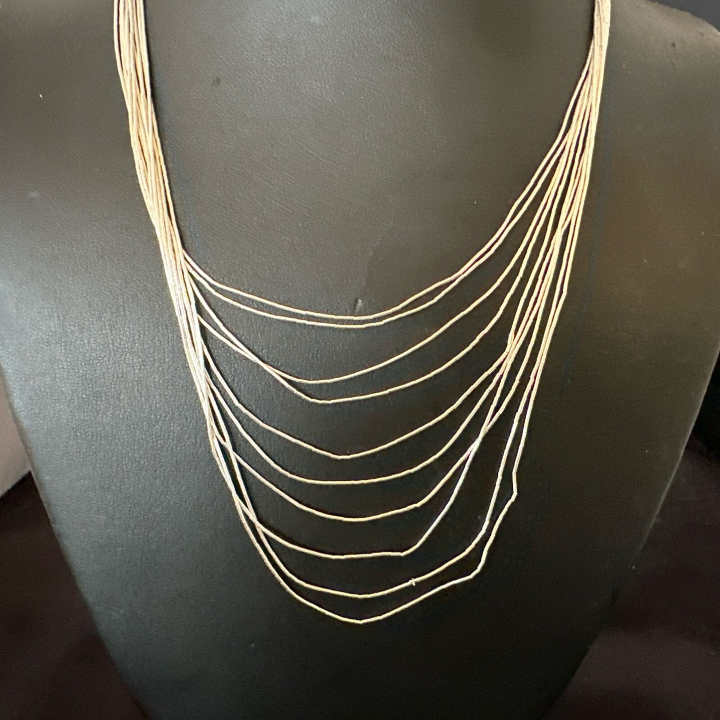 Graduated Bib Heishi Liquid All Sterling Silver 10S Necklace 20" 17244