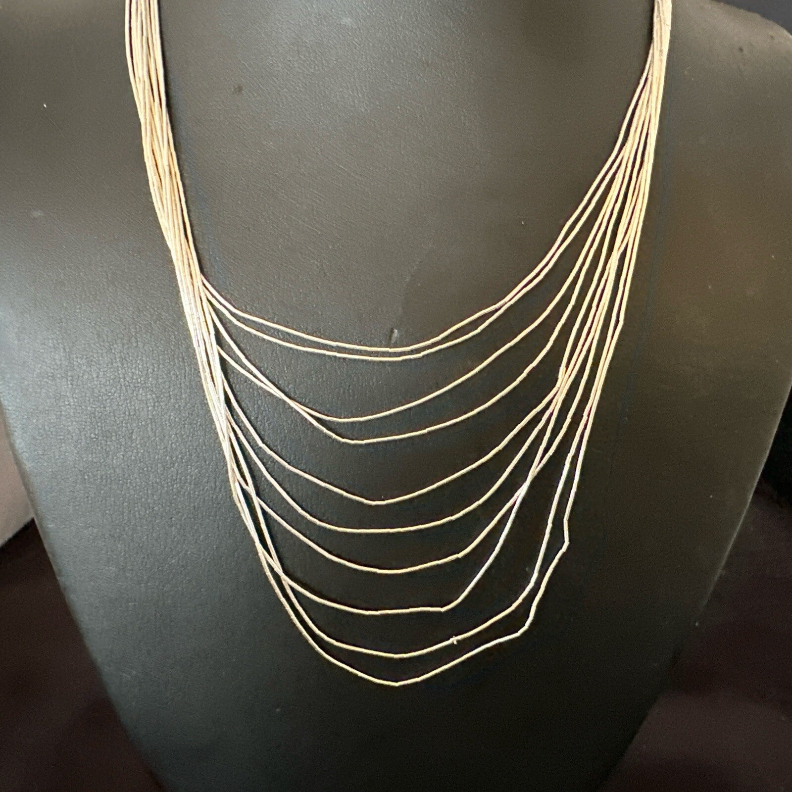 Graduated Bib Heishi Liquid All Sterling Silver 10S Necklace 20" 17244