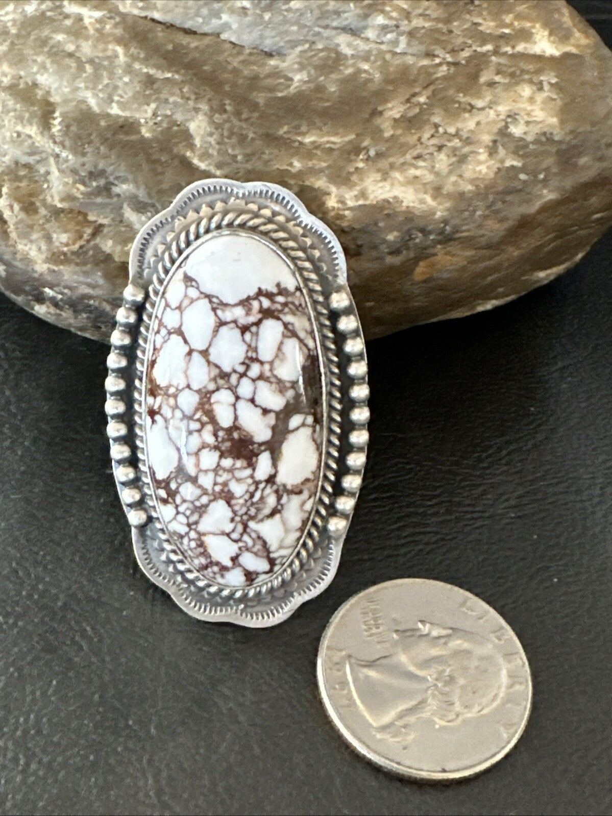 Mens Womens Wild Horse Turquoise Navajo Sterling Silver Ring Sz 8 18722