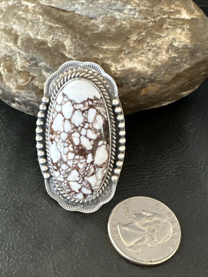 Mens Womens Wild Horse Turquoise Navajo Sterling Silver Ring Sz 8 18722