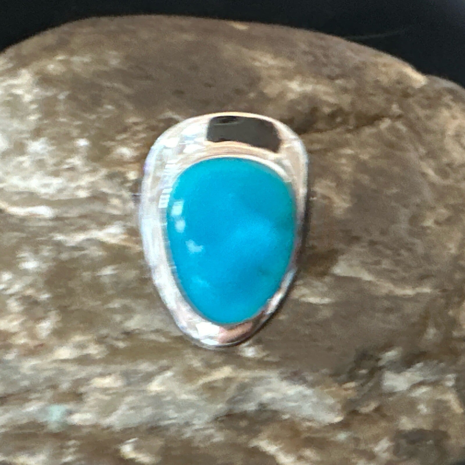 Southwestern Sterling Silver Blue Kingman Turquoise Ring Size 7 18508