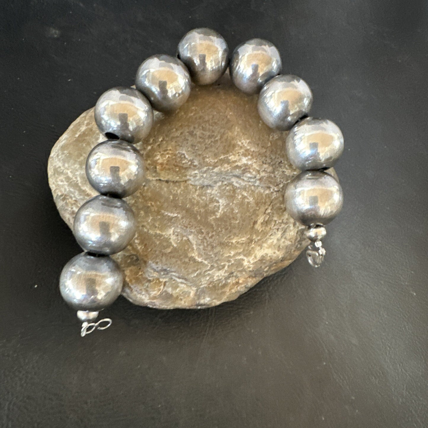 18mm Round Beads 7.5” Sterling Silver Beads Bracelet 91807
