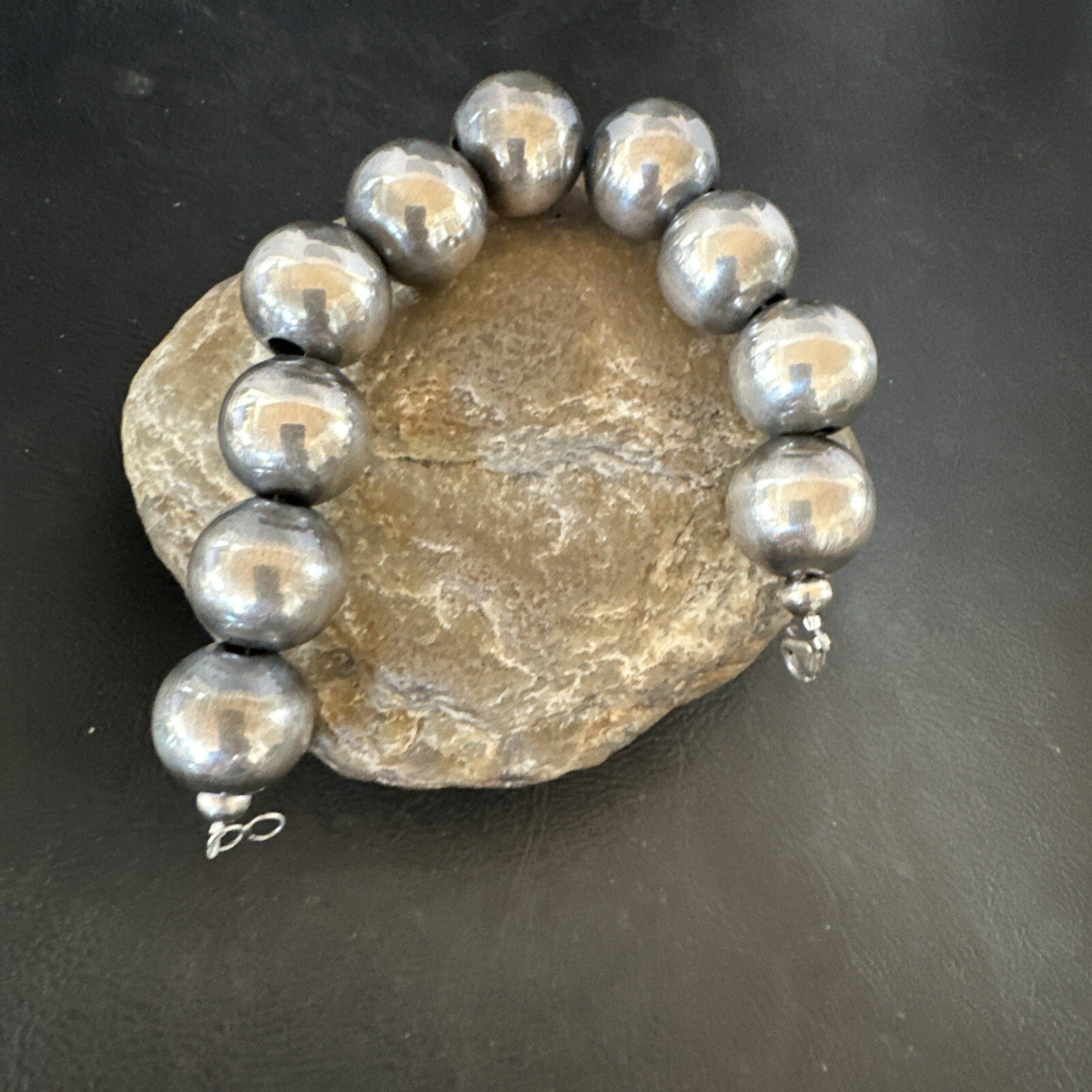 18mm Round Beads 7.5” Sterling Silver Beads Bracelet 91807