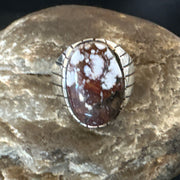 Men's Wild Horse Turquoise Southwestern Ring Size 9 | Sterling Silver | Authentic Native American Handmade | 17792