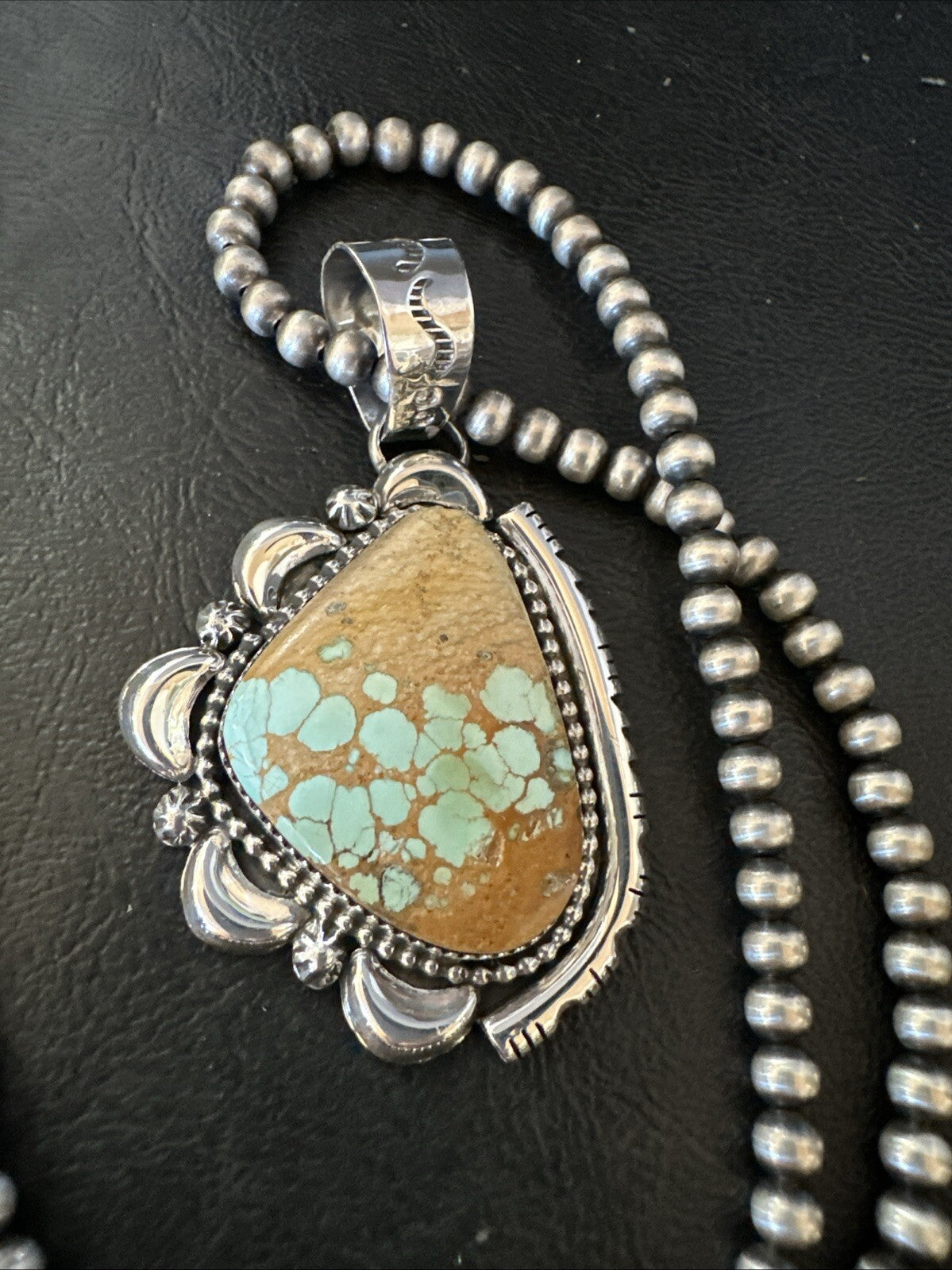 WoMens Royston Turquoise Pendant Navajo Pearls Sterling Silver Necklace 18749