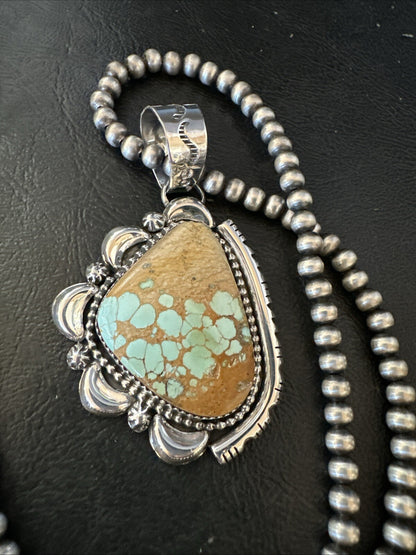 WoMens Royston Turquoise Pendant Navajo Pearls Sterling Silver Necklace 18749