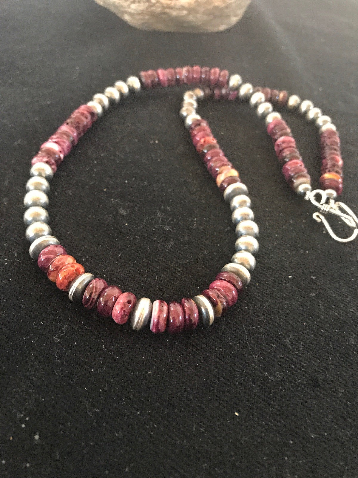 Spiny Oyster Navajo Prearls Sterling Silver 21" Necklace 92907